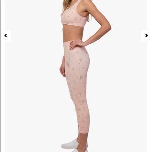 TLA by Morgan Stewart Pink Floral Leggings & Bra Set